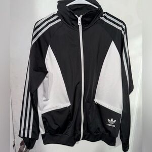 Womens Adidas Black and White Track Jacket